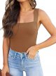 Womens Sexy Square Neck Sleeveless Tank Tops Bodysuits Clubwear