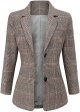 Women's Notch Lapel 2 Button Boyfriend Blazer Suit Houndstooth Plaid Jacket Coat