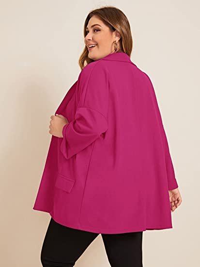 Women's Plus Size Long Sleeve Blazer Casual Open Front Cardigan Jacket